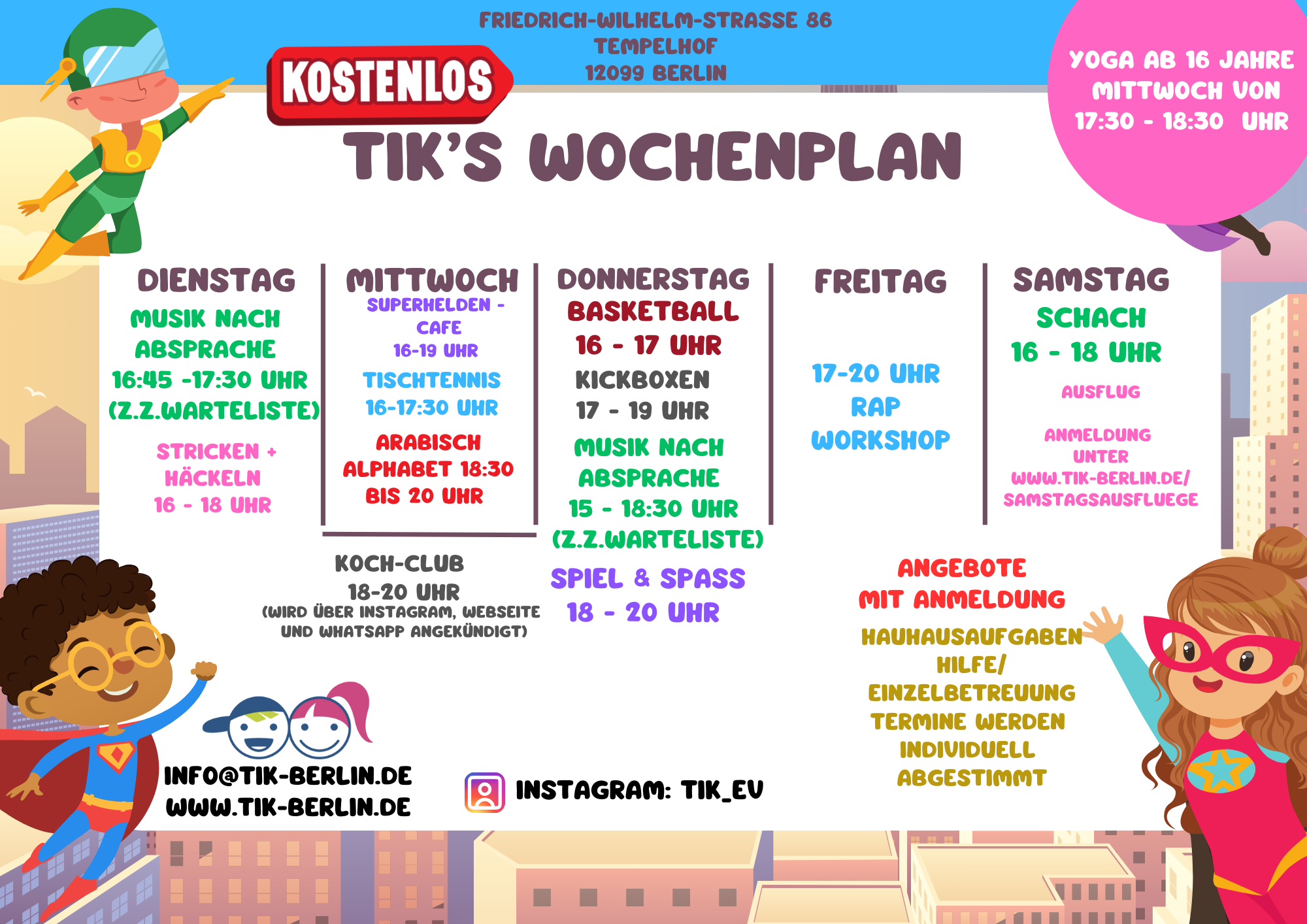 🌟✨ Aktivitäten für Kinder und Jugendliche bei TIK 🎉🎨