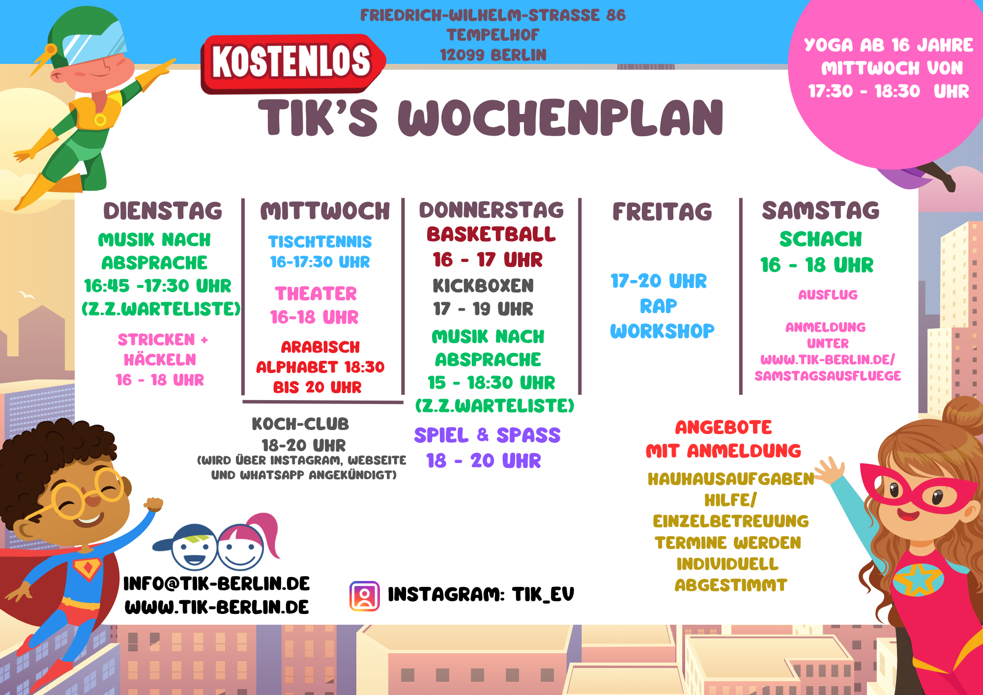 🌟✨ Aktivitäten für Kinder und Jugendliche bei TIK 🎉🎨