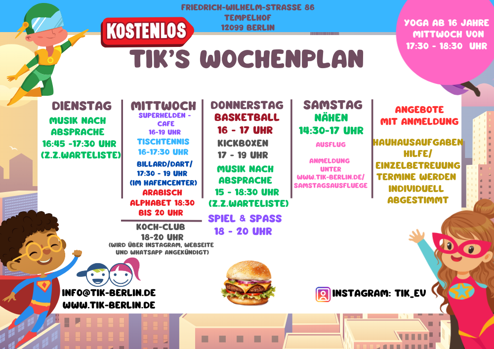 🌟✨ Aktivitäten für Kinder und Jugendliche bei TIK 🎉🎨